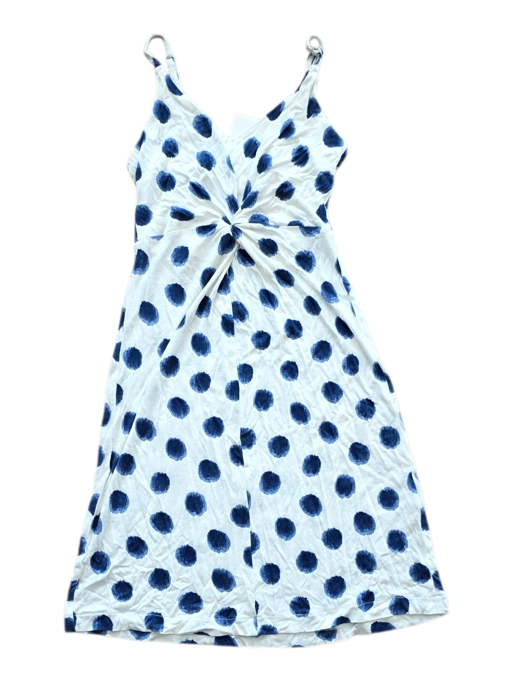 H&M Blue Polka Dot Twist-Front Viscose Slip Dress Xs